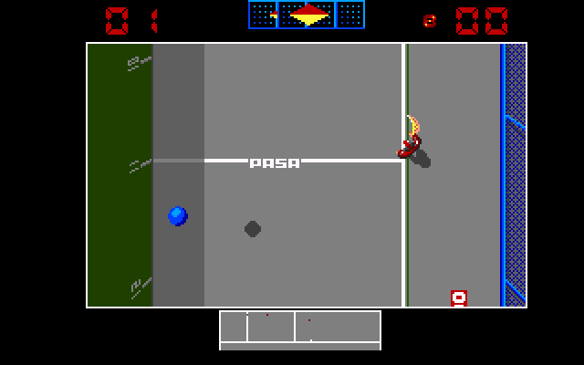 Jai Alai (DOS) screenshot: Hmmm... this ball will be a hard one (VGA)