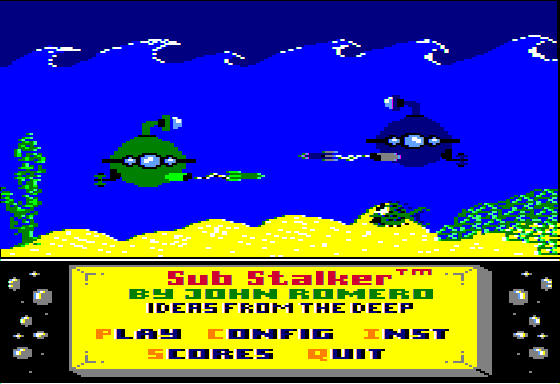 Sub Stalker (Apple II) screenshot: game menu