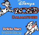 Disney's 102 Dalmatians: Puppies to the Rescue (Game Boy Color) screenshot: Title screen (German version)