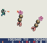 Space Marauder (Game Boy Color) screenshot: The boss split in two