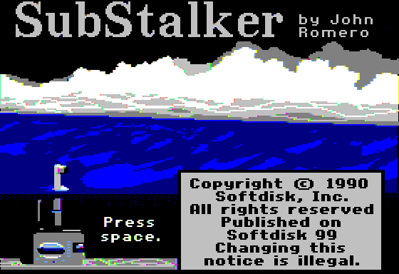 Sub Stalker (Apple II) screenshot: front title