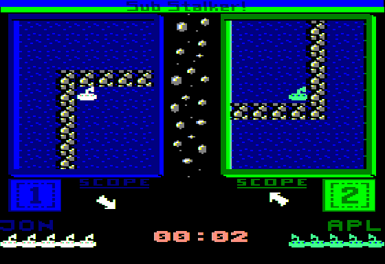 Sub Stalker (Apple II) screenshot: gameplay