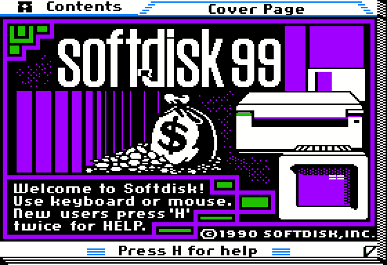 Sub Stalker (Apple II) screenshot: softdisk 99 cover - sub stalker was on this issue