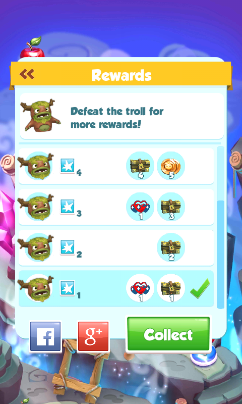 Puzzle Pets (Android) screenshot: Troll rewards