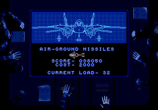G-Loc: Air Battle (Genesis) screenshot: Weapon selection