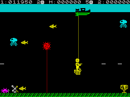 Glug Glug (ZX Spectrum) screenshot: All the colours of the fish ranbow