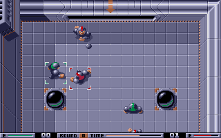 Speedball (Atari ST) screenshot: Very close to scoring