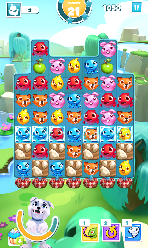 Puzzle Pets (Android) screenshot: Frozen pets can't be moved