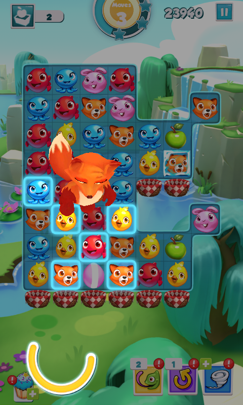 Puzzle Pets (Android) screenshot: Each helper clear a different pattern