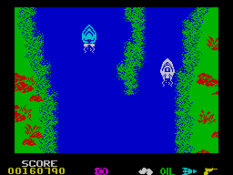 Spy Hunter (ZX Spectrum) screenshot: River interchange.