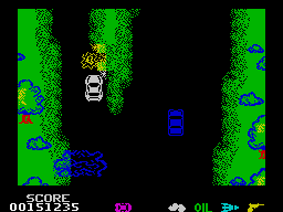 Spy Hunter (ZX Spectrum) screenshot: Road interchange.