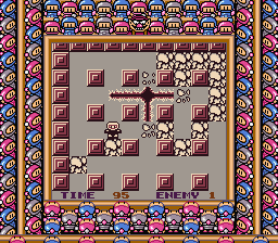 Wario Blast featuring Bomberman! (Game Boy) screenshot: The explosion show begins! The stones are being destroyed in seconds...