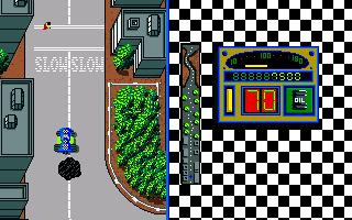 Turbo (Amiga) screenshot: Spilling oil