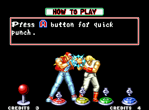 Fatal Fury 2 (Neo Geo) screenshot: "How To Play" screen: learn the basic commands here.