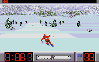 Super Ski II (Atari ST) screenshot: Next gates are in distance