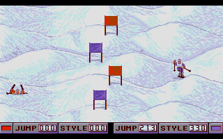 Super Ski II (Atari ST) screenshot: You have fallen on Moguls route