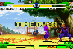 Street Fighter Alpha 3 (Game Boy Advance) screenshot: Sometimes, the TIME OVER is the ONLY way to win a match.