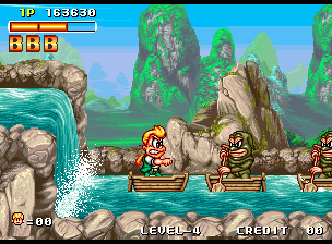 Spinmaster (Neo Geo) screenshot: On a river