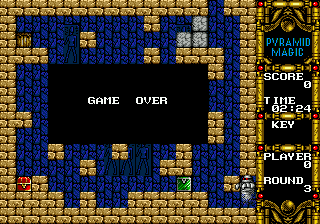 Pyramid Magic Special (Genesis) screenshot: Game over.