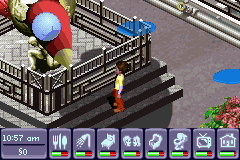 The Urbz: Sims in the City (Game Boy Advance) screenshot: On top of the world