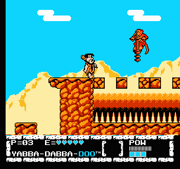 The Flintstones: The Surprise at Dinosaur Peak! (NES) screenshot: Guess that's one of the monkeys Mr Slate was talking about.