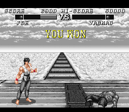 Deadly Moves (SNES) screenshot: Now you've done it...