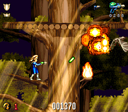 Realm (SNES) screenshot: Firing an homing weapon