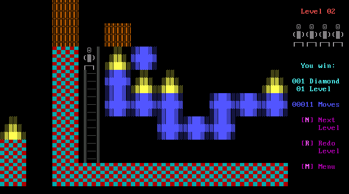 Pitman (DOS) screenshot: Level 2 keeps up the easy-going pace