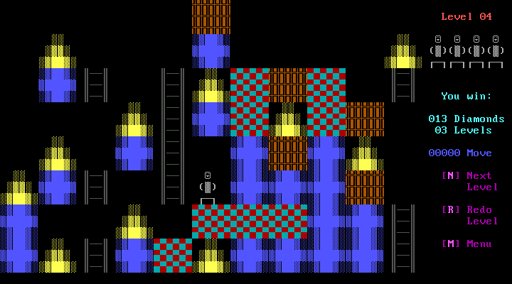 Pitman (DOS) screenshot: Things get a bit more chaotic...