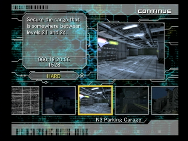Ghost in the Shell: Stand Alone Complex (PlayStation 2) screenshot: The menu to continue a game