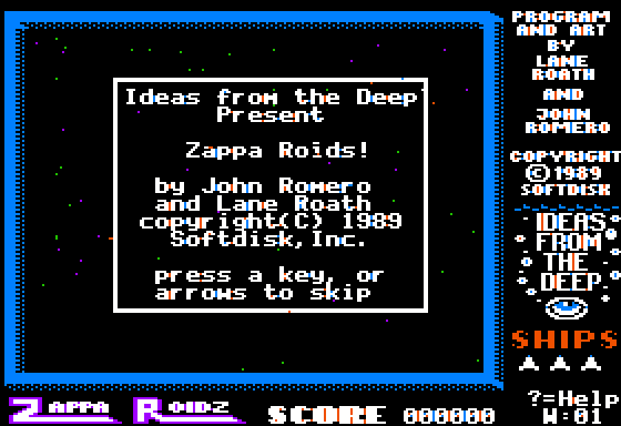 Zappa Roidz (Apple II) screenshot: Demo mode screen shot
