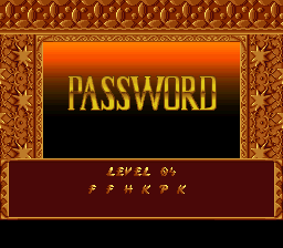 Prince of Persia 2: The Shadow & The Flame (SNES) screenshot: Password screen