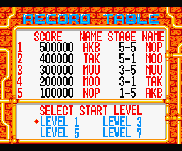 Gorby no Pipeline Daisakusen (MSX) screenshot: High Score and Play Select screen.