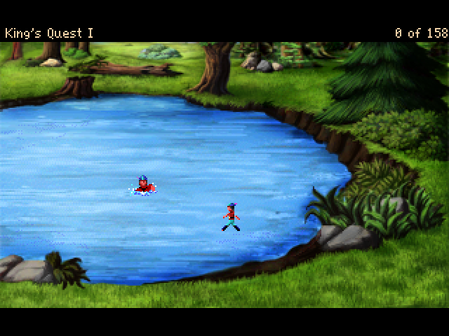 King's Quest: Quest for the Crown (Windows) screenshot: 4.0 version: Graham swimming in the lake.