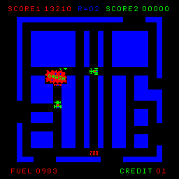 Route-16 (Arcade) screenshot: I crashed into another car!