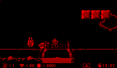 Virtual Boy Wario Land (Virtual Boy) screenshot: A small Wario being pursued by some enemies.