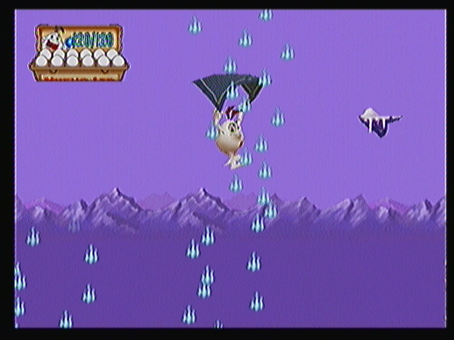Un Juego de Huevos (Zeebo) screenshot: In the fourth stage Toto will be at the top of icy mountains. With his blanket (gained in the previous stage) he will be able to fly up wind currents like these.