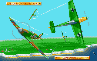 Reach for the Skies (Amiga) screenshot: Fly for the Royal Air Force or the Luftwaffe.