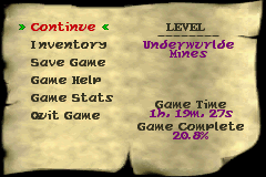 Sabre Wulf (Game Boy Advance) screenshot: Main Menu