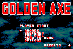 SEGA Smashpack (Game Boy Advance) screenshot: Golden Axe: Main Menu