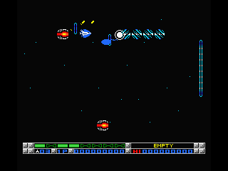 Nemesis 3: The Eve of Destruction (MSX) screenshot: Collect the pods for power ups and special weapons