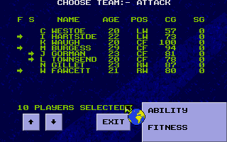 Graeme Souness Soccer Manager (Atari ST) screenshot: Selecting squad