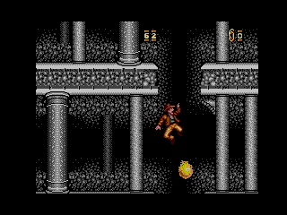 Indiana Jones and the Last Crusade: The Action Game (SEGA Master System) screenshot: Indy is falling like the fires of the dungeon...