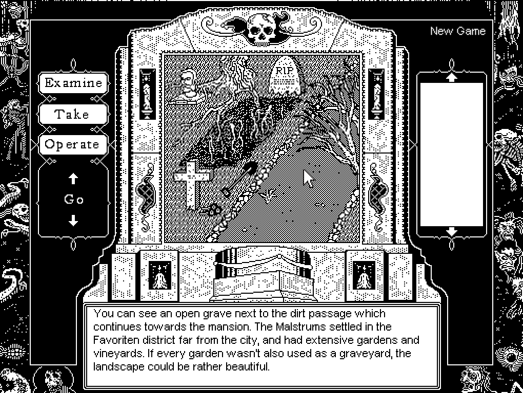 Malstrum's Mansion (Browser) screenshot: How about some old good grave digging?