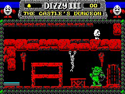 Fantasy World Dizzy (ZX Spectrum) screenshot: Dizzy escapes the clutches of the Evil King's Troll!