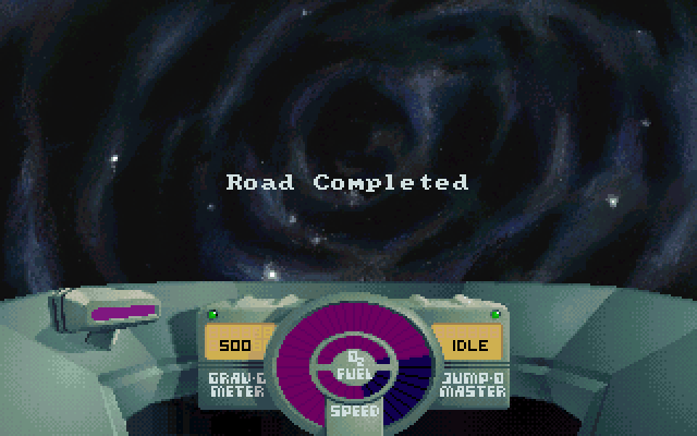 SkyRoads: Xmas Special (DOS) screenshot: Road completed