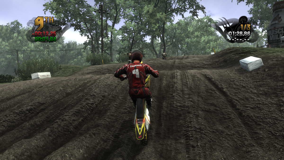 MX vs ATV Reflex (Windows) screenshot: Wheelie helps to pass knobby parts of course.