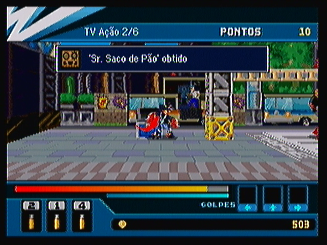 Action Hero 3D: Wild Dog (Zeebo) screenshot: Opening blue chests reveal items to be used. This is the first one in game, and the only to hold an equippable enemy (all the others will be held in red chests).