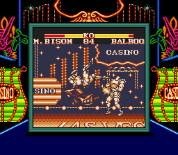 Street Fighter II (Game Boy) screenshot: Bison's Scissors Kick striking the challenger.
