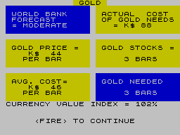 President (ZX Spectrum) screenshot: Gold trade
